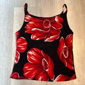 Vintage Y2K Floral Red and Black Tank Top